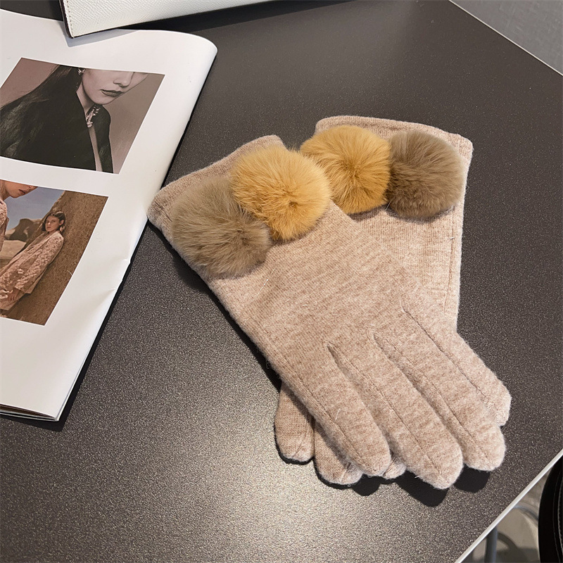 Gloves Women Wool Plaid Fox Fu - Wool Glove Lined avis et prix