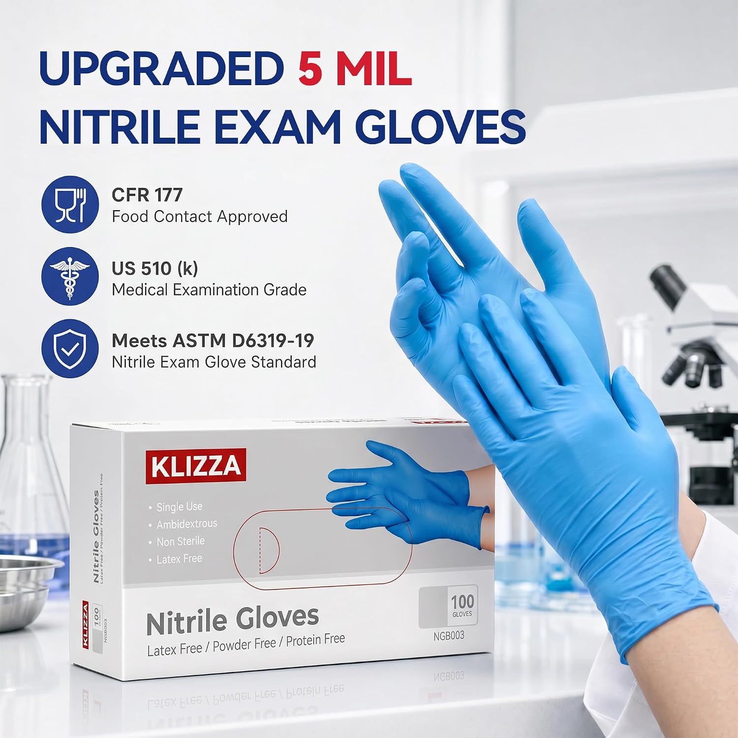 Blue Nitrile Exam Gloves, 5 mi - Exam Glove Nitrile avis et prix