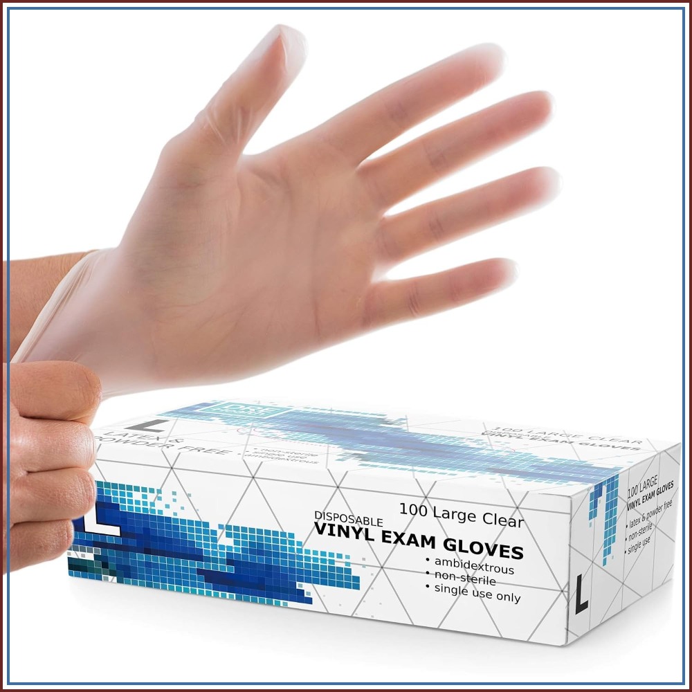Large Vinyl Exam Gloves, 100 P - Exam Glove Nitrile avis et prix