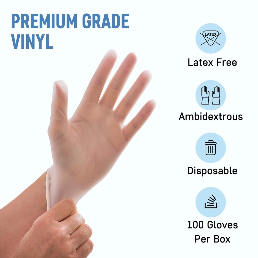 Large Vinyl Exam Gloves, 100 P - Exam Glove Nitrile avis et prix