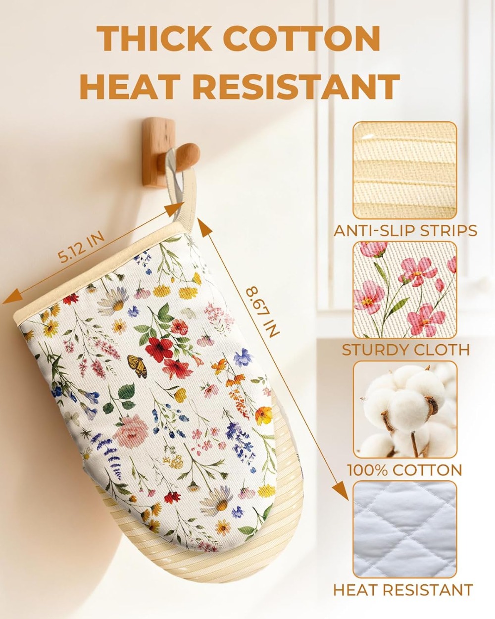 Vintage Floral Mini Oven Mitts - Oven Mitt Silicone avis et prix