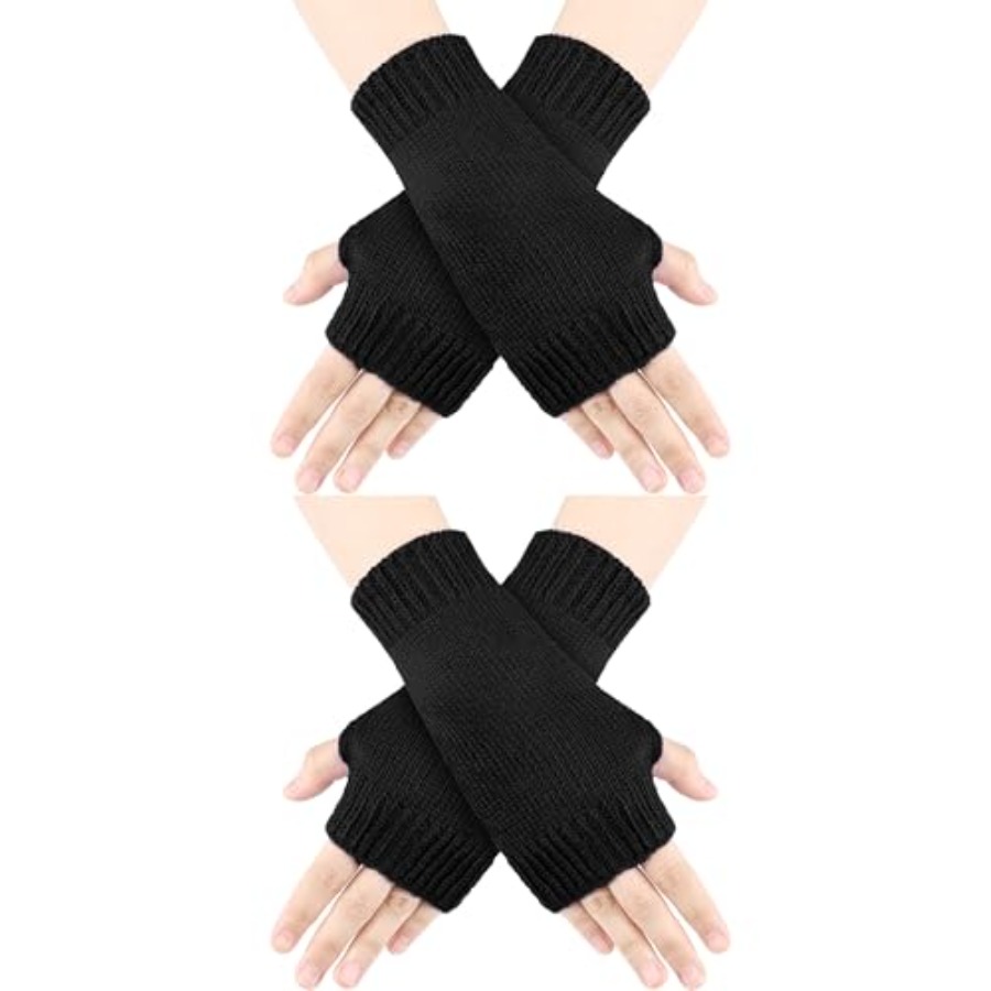 2 Pair Fingerless Gloves Wrist - Fingerless Glove Knit avis et prix