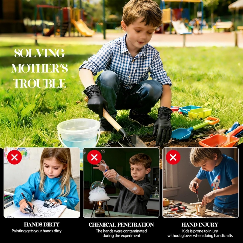 Kids Black Nitrile Disposable  - Nitrile Mechanic Glove avis et prix