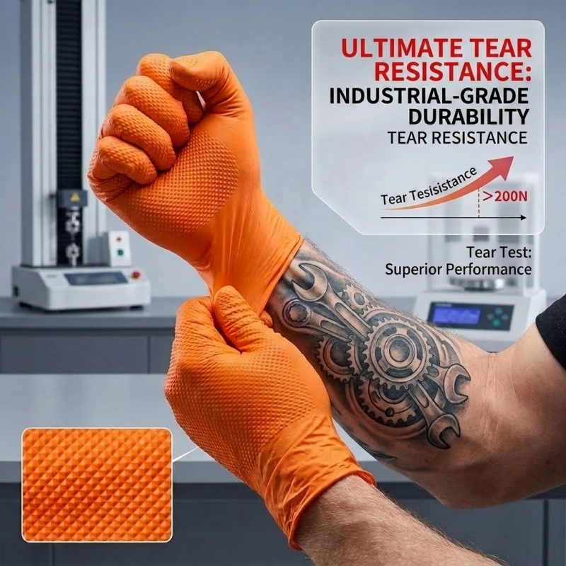 Heavy Duty Orange Nitrile Glov - Nitrile Mechanic Glove avis et prix