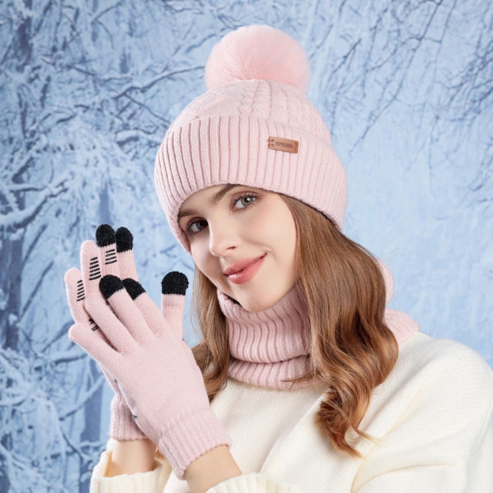 3pcs Simple Solid Color Hat Sc - Wool Glove Lined avis et prix